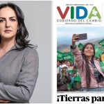 María Fernanda Cabal y ejemplar del periódico 'Vida' del Gobierno Petro.